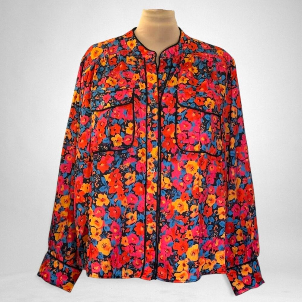 FATE Power Within Bright Floral Button Front Top w/ detachable tie! Size 3X
